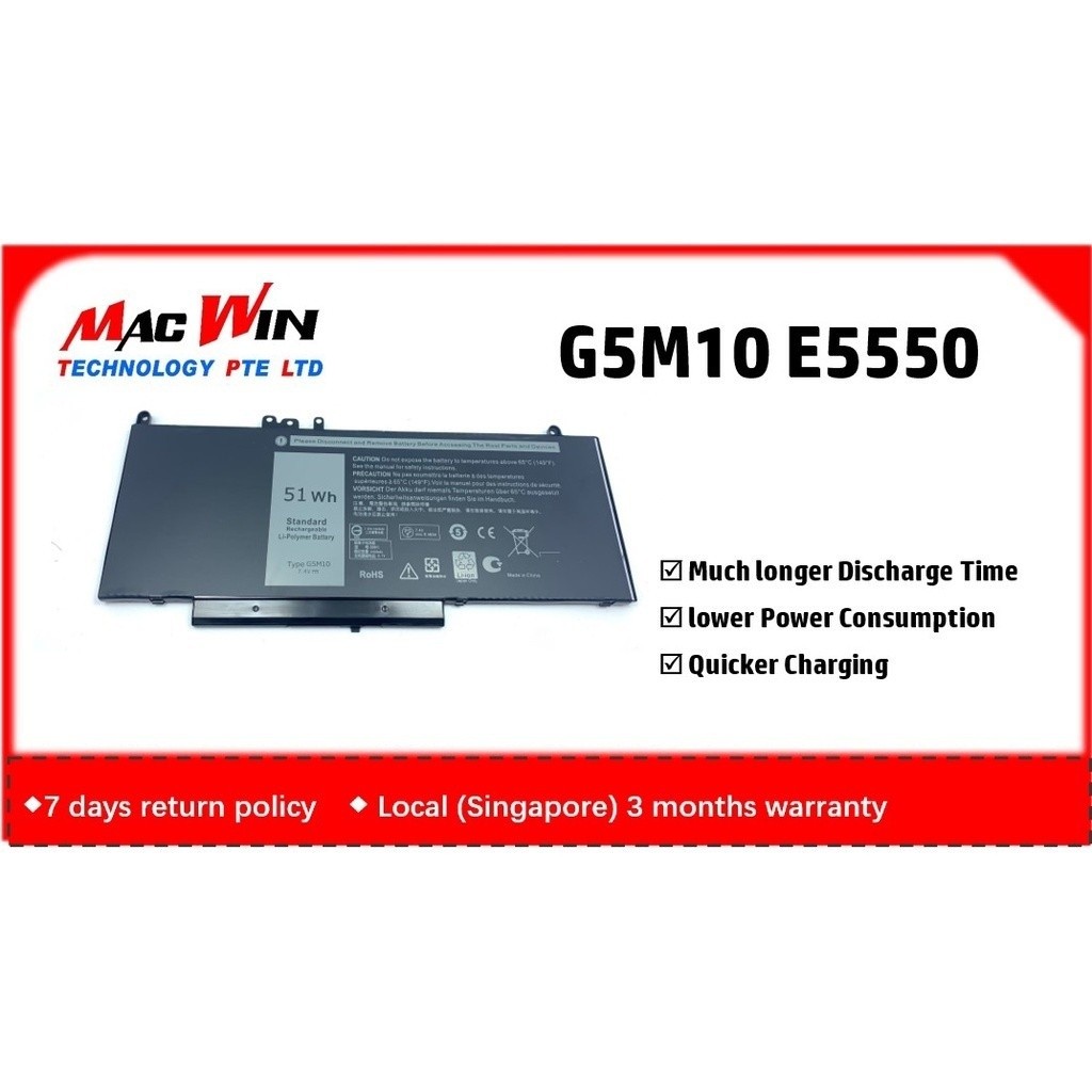 7.4V 51WH Laptop Battery G5M10 for DELL Latitude E5450 E5550 Notebook 15.6" G5M10 8V5GX