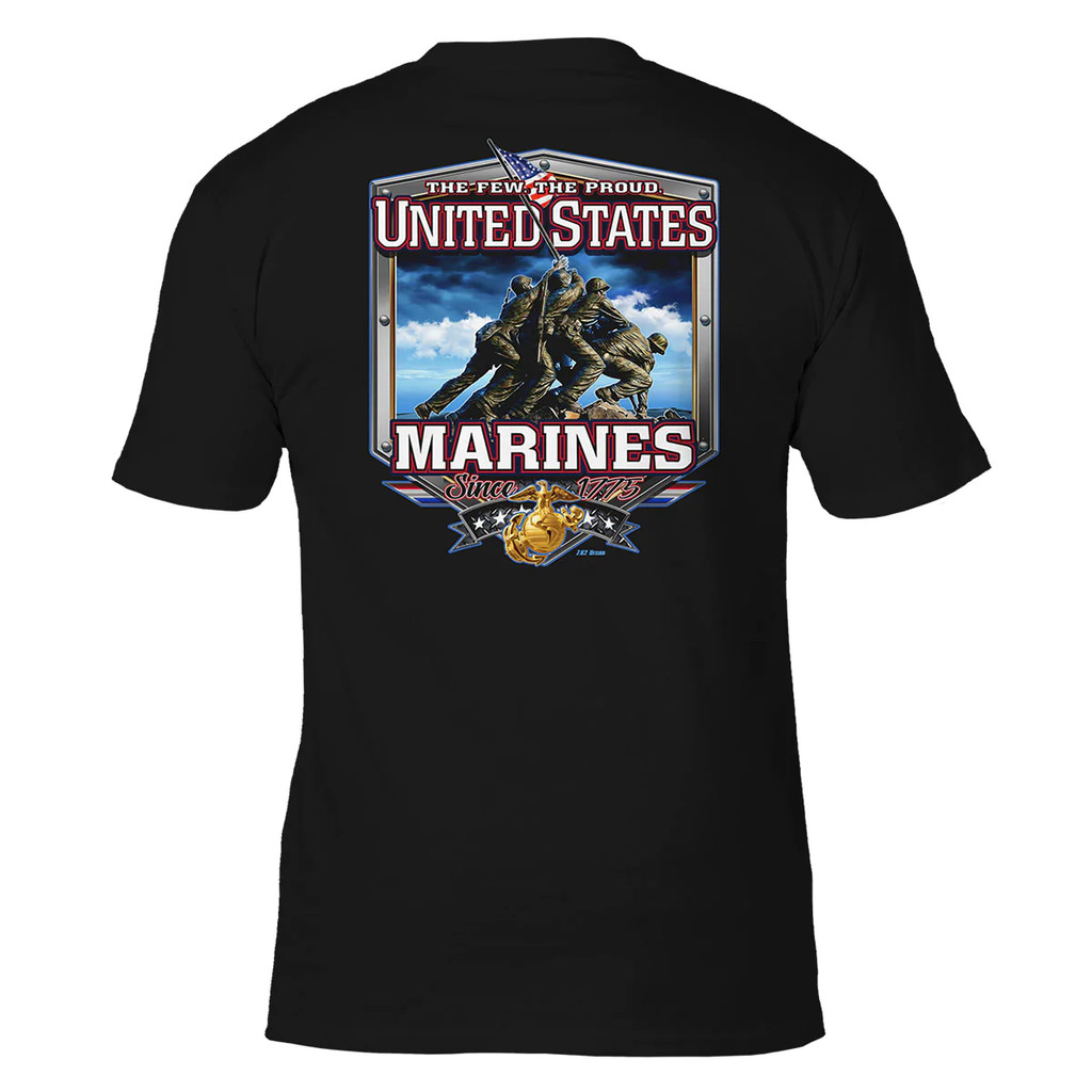 เสื้อยืดแขนสั้น USMC Iwo Jima ออกแบบ Battle Style