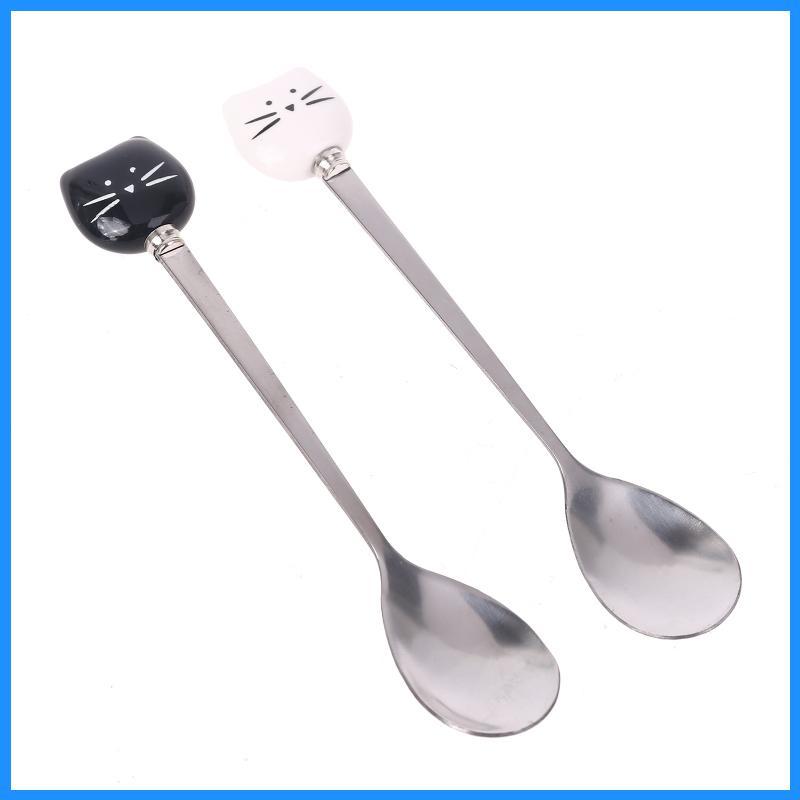 Stainless steel cute Cats coffee spoon fruit fork dessert spoon candy teaspoo