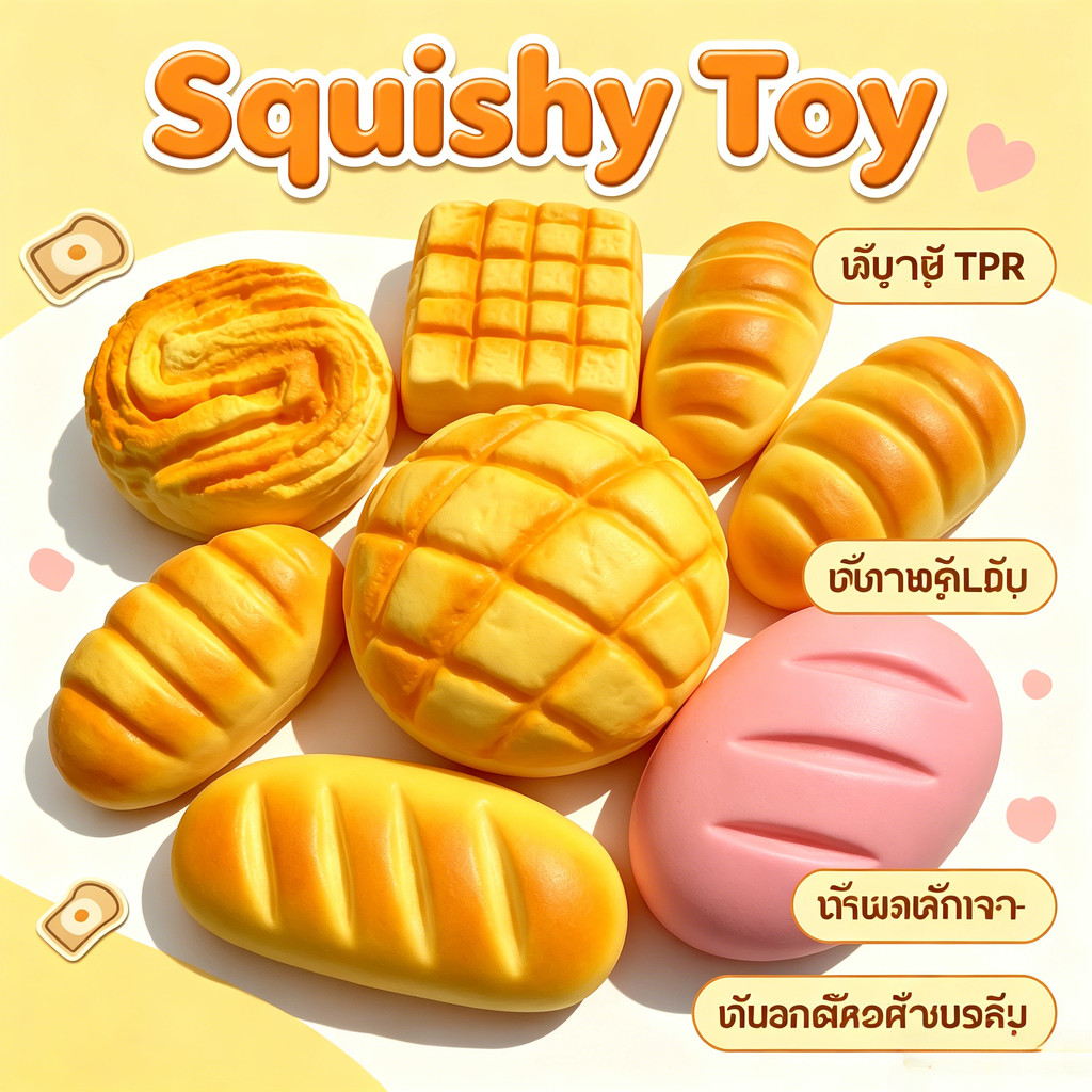 ขนมปังสับปะรดสมจริงสกุชชี่ของเล่นบีบคลายเครียดนุ่มหนาพิเศษ