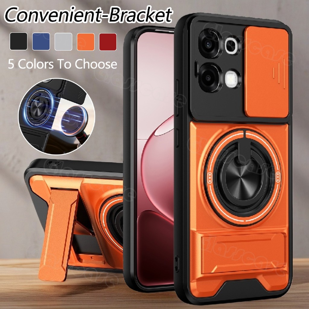 Oppo Reno16 F 5G 2026 สําหรับ OPPO Reno 16 F Reno16 F 16F 16Pro OppoReno16F เคสโทรศัพท์หมุนได้แหวนแม่เหล็กสไลด์กล้องป้องกัน Upright Kickstand ขาตั้งฝาครอบกันกระแทก