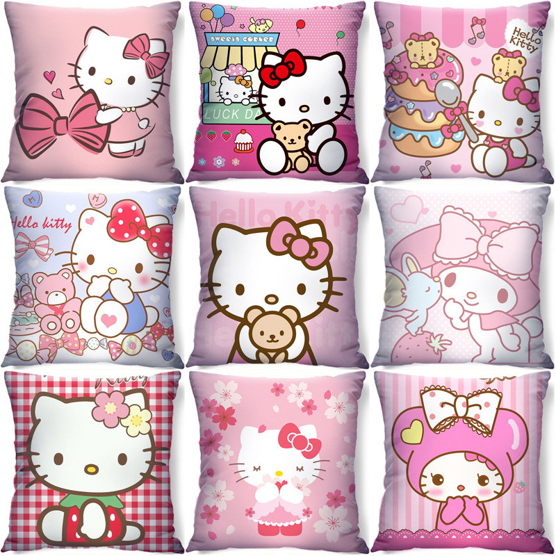 โซฟาหมอนเบาะห้องนั่งเล่นน่ารักการ์ตูน HelloKity Hello Kitty Room ห้องนอนหมอนปลอกหมอนหมอนเอว