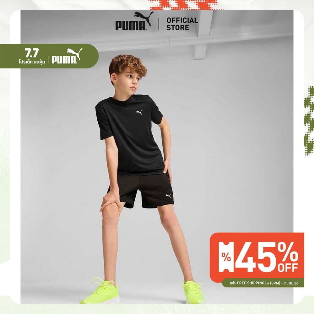 PUMA Kids กางเกงขาสั้นผ้าโพลีเด็กโต Train All Day Essentials สีดำ - 52653801