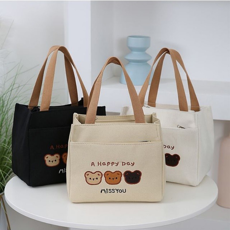 B1546-กระเป๋าถือผ้าแคนวาส ความจุเยอะ พกพาสะดวก สำหรับใช้งานทั่วไป tote bag