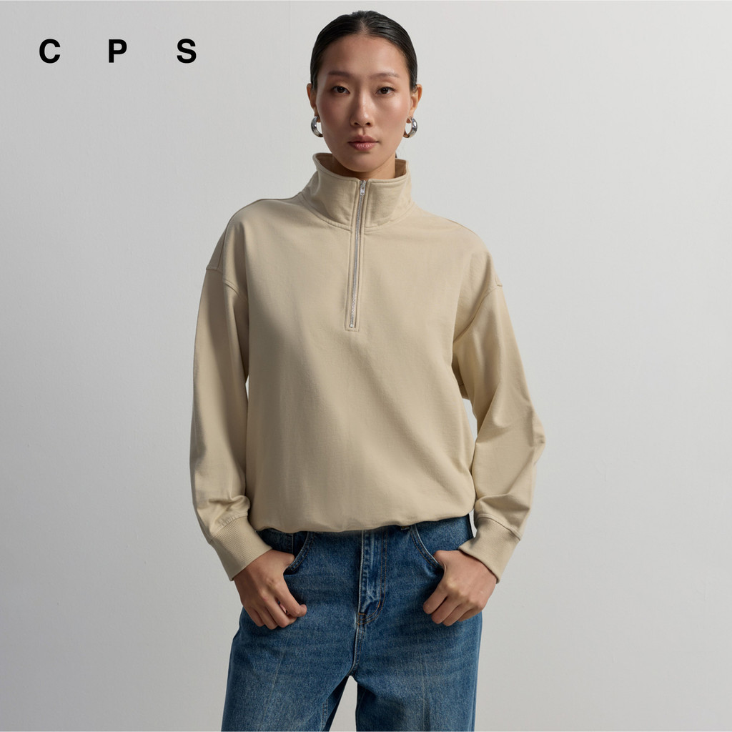 CPS เสื้อสเวตทรงโอเวอร์ไซส์ ผู้หญิง OVERSIZED QUARTER-ZIP SWEATSHIRT รุ่น C26WGWA026 (AW26#A1)