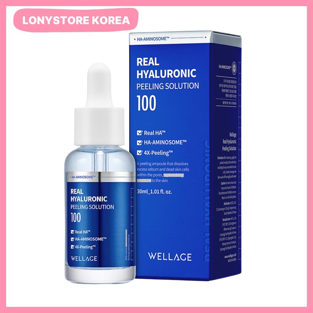 [wellage] Real Hyaluronic Peeling Solution, 30ml, 1pc / Korean Peeling Solution / สูตรขัดผิว by LONY