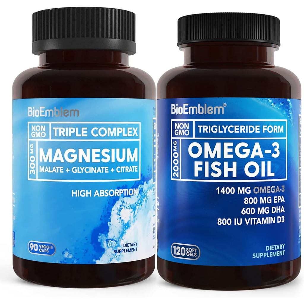 BioEmblem Triple Magnesium Complex และน้ํามันปลา BioEmblem Omega-3