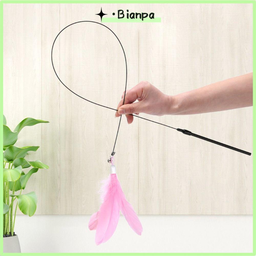 BIANPA ของเล่นแมว, เสายาวที่ถอดออกได้ Feathers Wand, Super ดูดถ้วยกัด 80 ซม.พร้อม Bell ของเล่นแมวแมว Accesorios