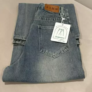 #1989 (XS-6XL) jinjeans กางเกงทรงขากระบอกใหญ่ Baggy สาวอวบ ทรงหลวม ขาบาน เอวสูง (Blue Vintage )