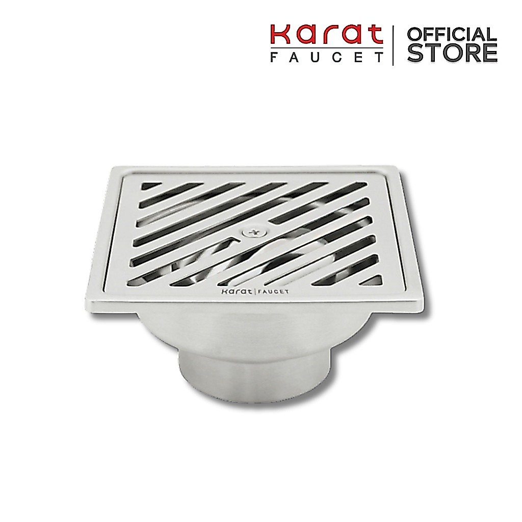 Karat Faucet ตะแกรงกันกลิ่นแบบเหลี่ยมต่อท่อ PVC ขนาด Ø 2-3.5 นิ้ว หน้าแปลน 4 นิ้ว (สเตนเลส 304) รุ่น KA-54-832-ST