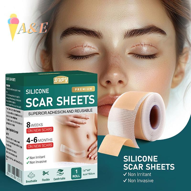 [QIMO] 1 ม้วนซิลิโคนรอยแผลเป็นแผ่นเจลรอยแผลเป็น Patch 4cmX150 ซม.Self-Adhesive Scar Cover Tape แถบดูแลผิวแบบใช้ซ้ําได้และมีประสิทธิภาพ