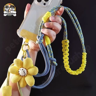 สายคล้องโทรศัพท์มือถือสายคล้องคอสายคล้องโทรศัพท์ป้องกันการสูญหายสำหรับกลางแจ้งแบบ สไตล์ดอกทานตะวันสายเชือกแขวนคอคอ