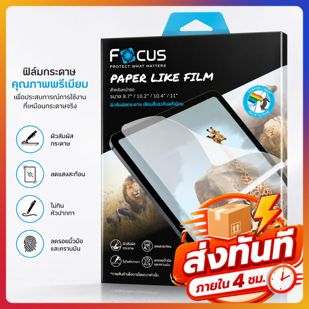 ฟิล์มกระดาษ Focus Film Paper Like สำหรับ ไอแพด Mini 4 5 9.7 2017/2018 Pro11 2018/20/21 Pro 12.9 2018 2020 Air3 4 Pro10.5