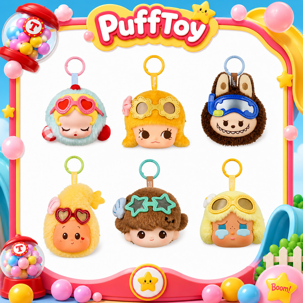 P POPMART Island Vacation Series หูฟังกระเป๋า Mystery Box ของขวัญของเล่นฟิกเกอร์