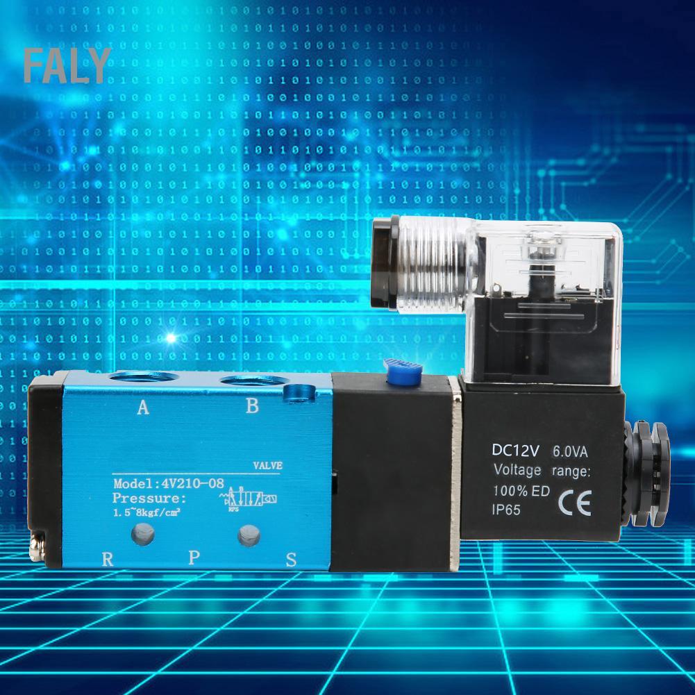 Faly 4V210‑08 2 ตำแหน่ง 5 ทางโซลินอยด์วาล์ว PT1 / 4in กรองอากาศ DC3W AC 6VA ปริมาณการใช้