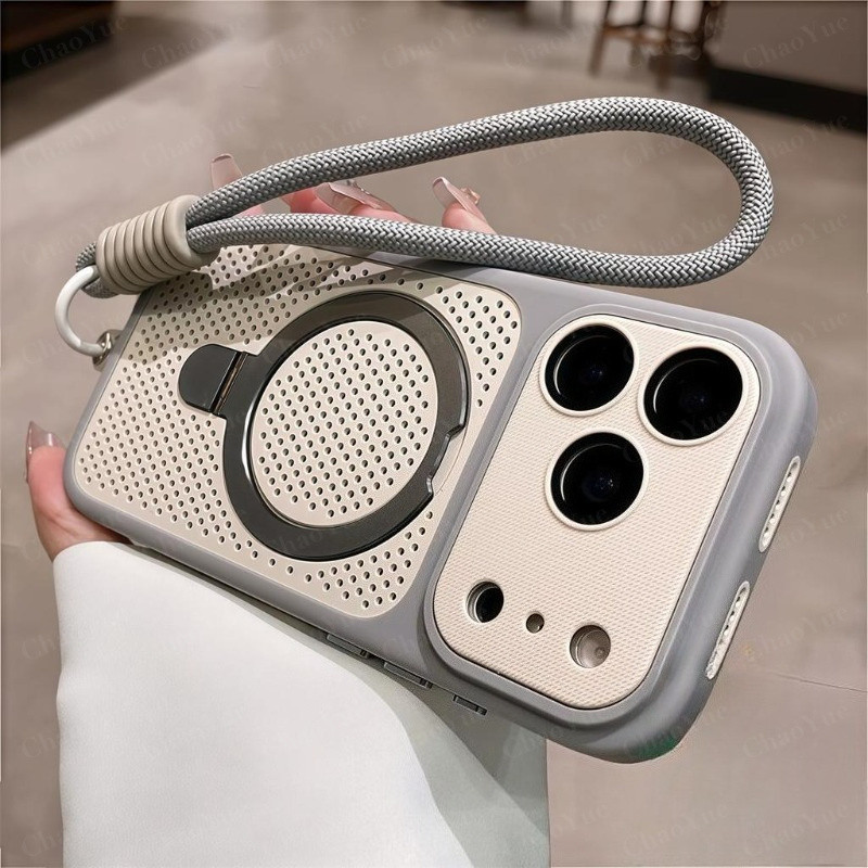 เคลือบถุงลมนิรภัยผิว-รู้สึกกระจายความร้อนวงเล็บเคสโทรศัพท์แม่เหล็กเข้ากันได้สําหรับ ไอโฟน 17 16 15 14 13 12 มือโปร สูงสุด บวก กันกระแทกฮาร์ดปกหลังกล้องพร้อมเลนส์ป้
