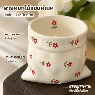 ถ้วยมัทฉะเซรามิก แฮนด์เมด ลายเพ้นท์น่ารัก เคลือบใต้สี ปากกว้าง ตีฟองง่าย ผนังหนา