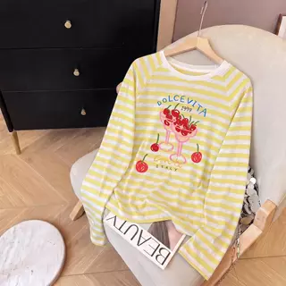 Top.street【ใหม่】🔥 เสื้อยืด ทรงหลวม สไตล์เกาหลี เก็บเงินปลายทาง 'DPLCEVITA' #Colorful striped polka dots COD