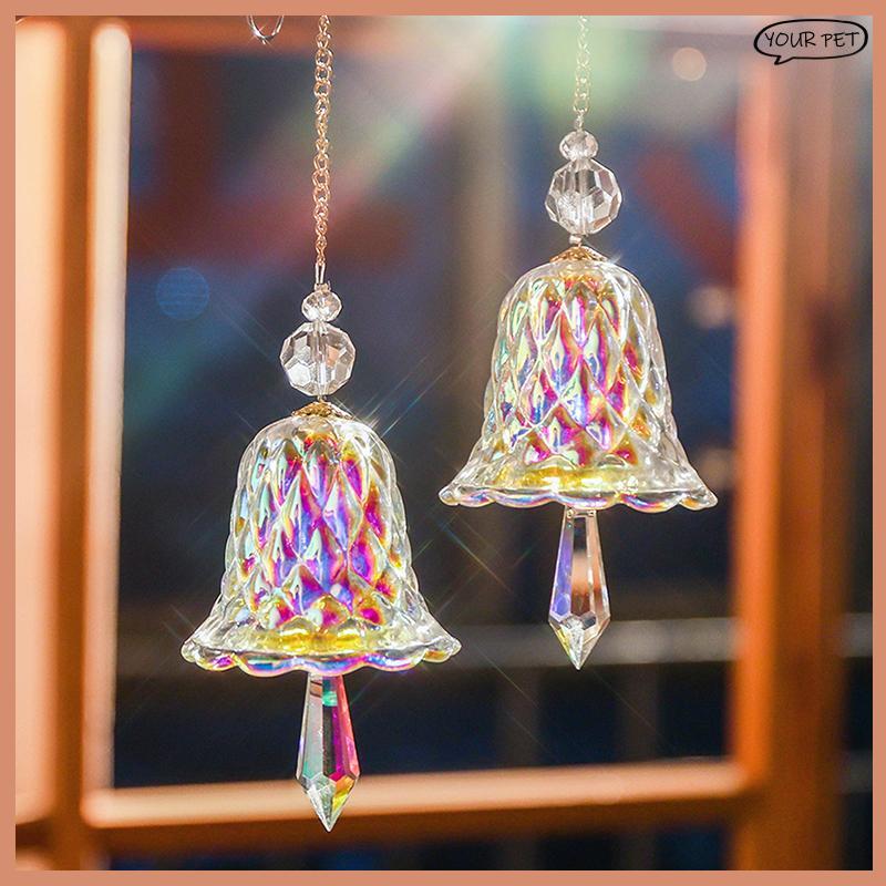ของคุณคริสตัลลมตีระฆังแขวน Suncatcher ลมเพลง Bell แก้ว Prism Rainbow Maker จี้รถหน้าต่างตกแต่งสวน PET