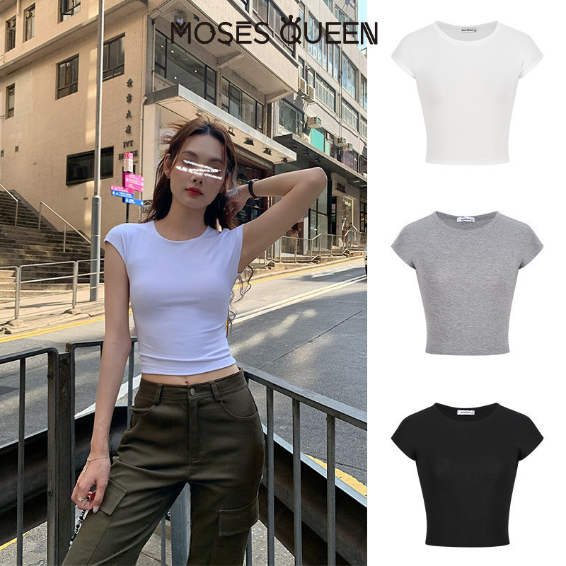 < MOSESQUEEN > เสื้อท็อปเปิดปุ่มฤดูร้อนสำหรับผู้หญิง สไตล์อเมริกันอินเทรนด์ #62169