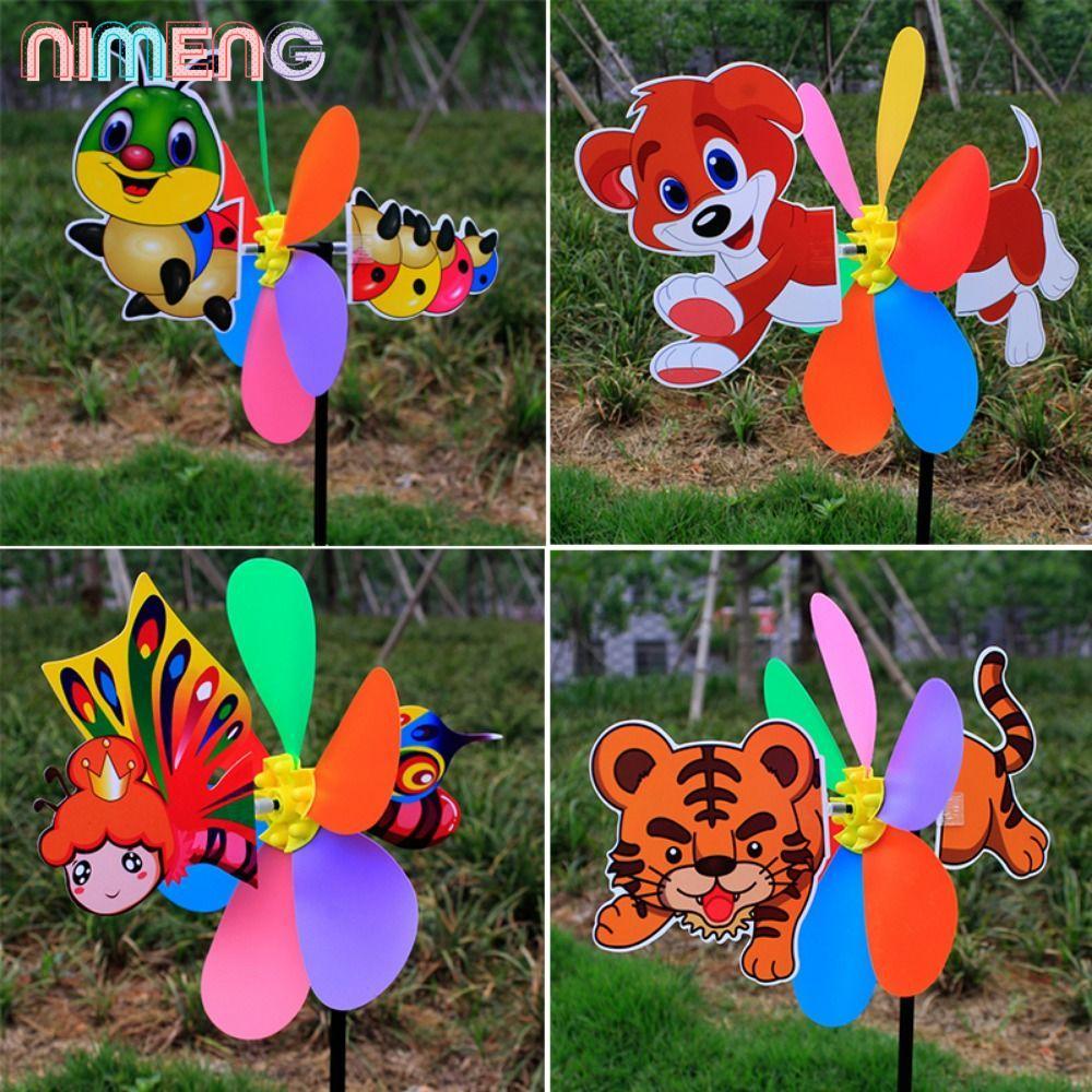 นิมิง การ์ตูนกังหันลม,ที่มีสีสันสามมิติสัตว์ผึ้งหกสีกังหันลม,พลาสติกคุณภาพสูงไขลานสวนลานตกแต่ง