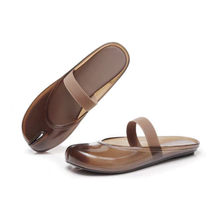AYUER รองเท้าแตะคริสตัลแยกนิ้วเท้า Flip Flops Single Strand Horse Shoe Headed Jelly Sandals