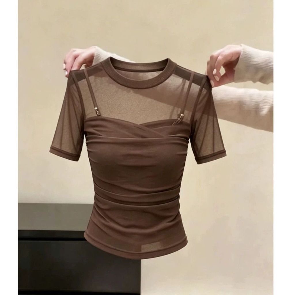 [Bella Aesthetic Clothes] เสื้อยืดแขนสั้นที่สวยงามยักษ์ผู้หญิงเฉพาะไหล่อย่างเป็นทางการที่สวยงาม