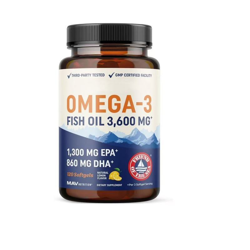 พร้อมสต็อก Fast Shipping TK UBUY ขายร้อน Omega-3 แคปซูลน้ํามันปลา 120 แคปซูล 26721A8/28