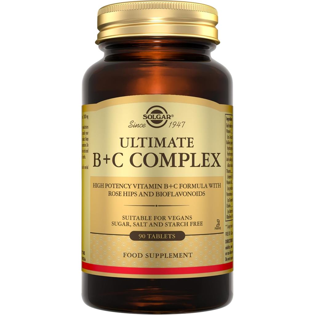 Solgar Ultimate B Plus C Complex Tablets - แพ็ค 90 - B1, B2, B3, B4, B5, B6, B7, B12, Vitamin C - Mu