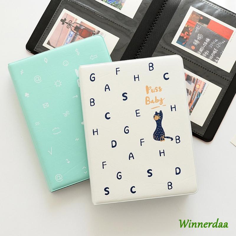 WIN Stylish 4 นิ้วอัลบั้มรูปความจุสําหรับ 72 ภาพการ์ตูนแมวรูปแบบอัลบั้มรูปเก็บ Photocard ผู้ถือหนังส