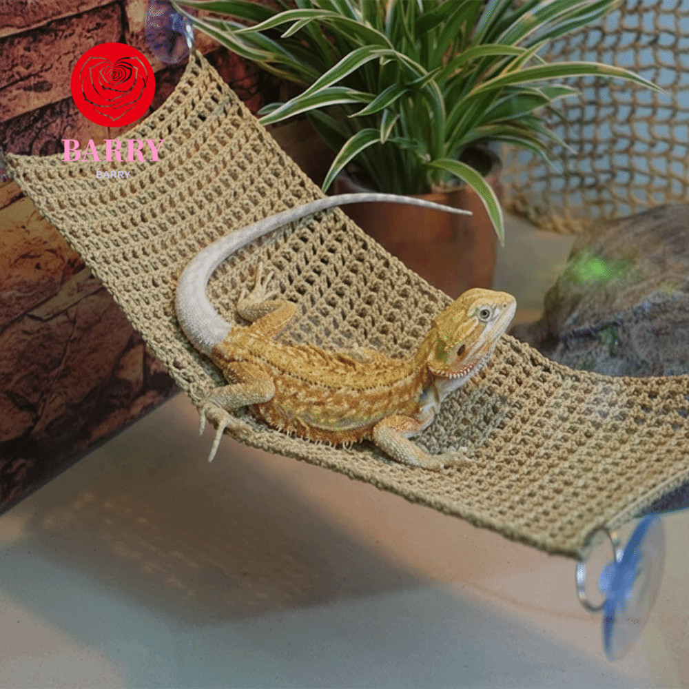 BARRY Lizard Hammock,Breathable Mesh Vacuum Cup Pet Climbing Net, Reptile Accessories Hanging Decora