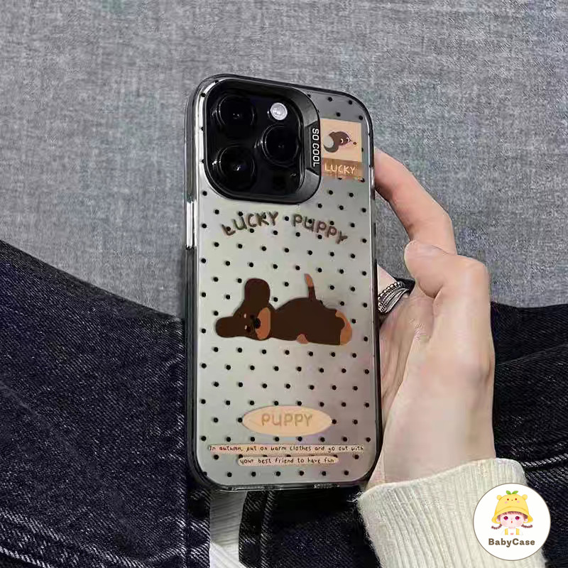 เคสไอโฟน17  สำหรับ IPhone 15 17 11 16 13 12 14 Pro Max 8 7 16 Plus XR X XS Max เคสซอฟต์ ลายลูกสุนัขจุดโพลก้า สไตล์วินเทจ