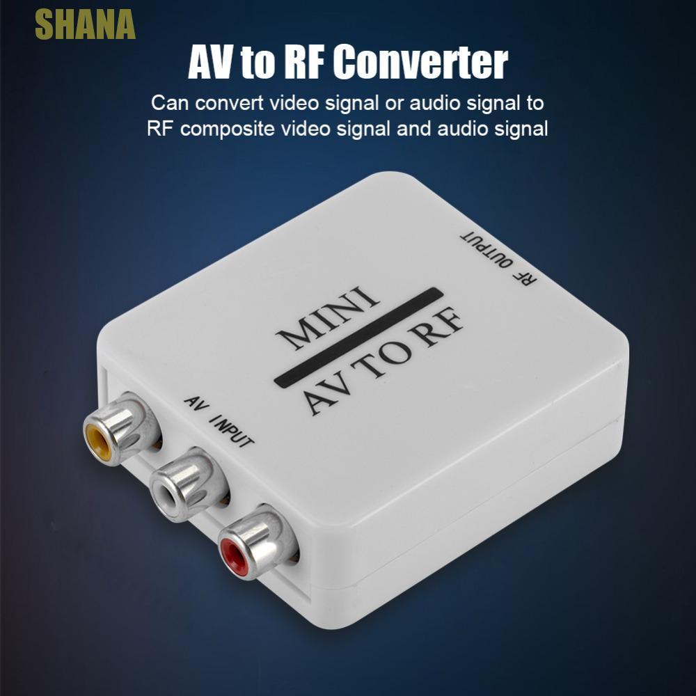 SHANA RCA AV RF Converter, AV เป็น RF RCA เป็น RF AV เป็น RF Amplifier, ขนาดเล็กวิดีโอ Converter พร้อม RF Line TV Switcher สําหรับ TV/VHS VCR/DVD Recorder