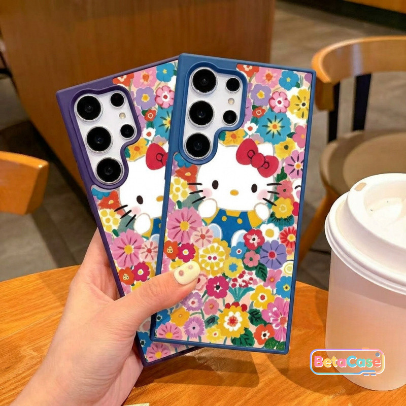 เคสซัมซุง S26U S25U S24U S23U S22U S26 ลายแมวน่ารักลายดอกไม้สีสันสดใส เคสแม่เหล็กดูดติด กันกระแทก ป้องกันรอย พร้อมส่ง