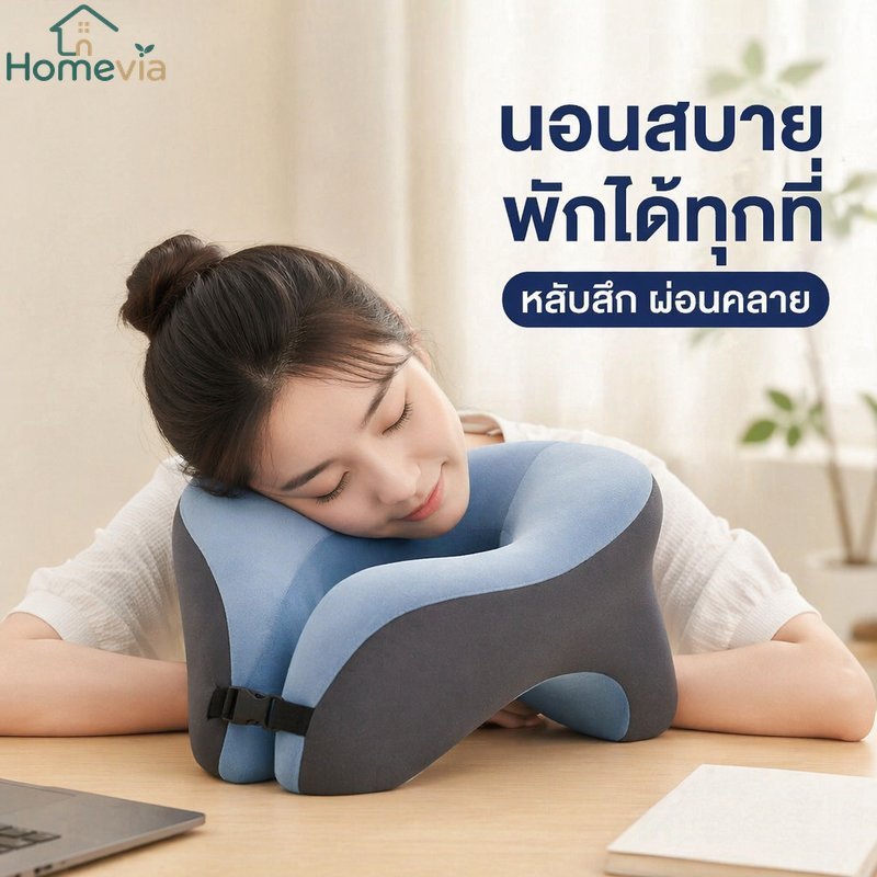 โต๊ะหมอนงีบ Ergonomic Memory Foam U Shape Arm Support Breathable Portable Office School