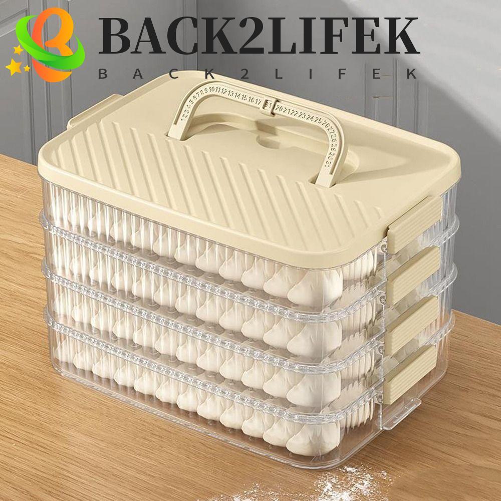 BACK2LIFEK กล่องเก็บเกี๊ยวแช่แข็ง, กล่องเก็บเกี๊ยวพลาสติกเก็บสด, ออแกไนเซอร์ในครัว, กล่องเกี๊ยวความจุขนาดใหญ่แช่แข็งอย่างรวดเร็วหลายชั้นสําหรับบ้าน