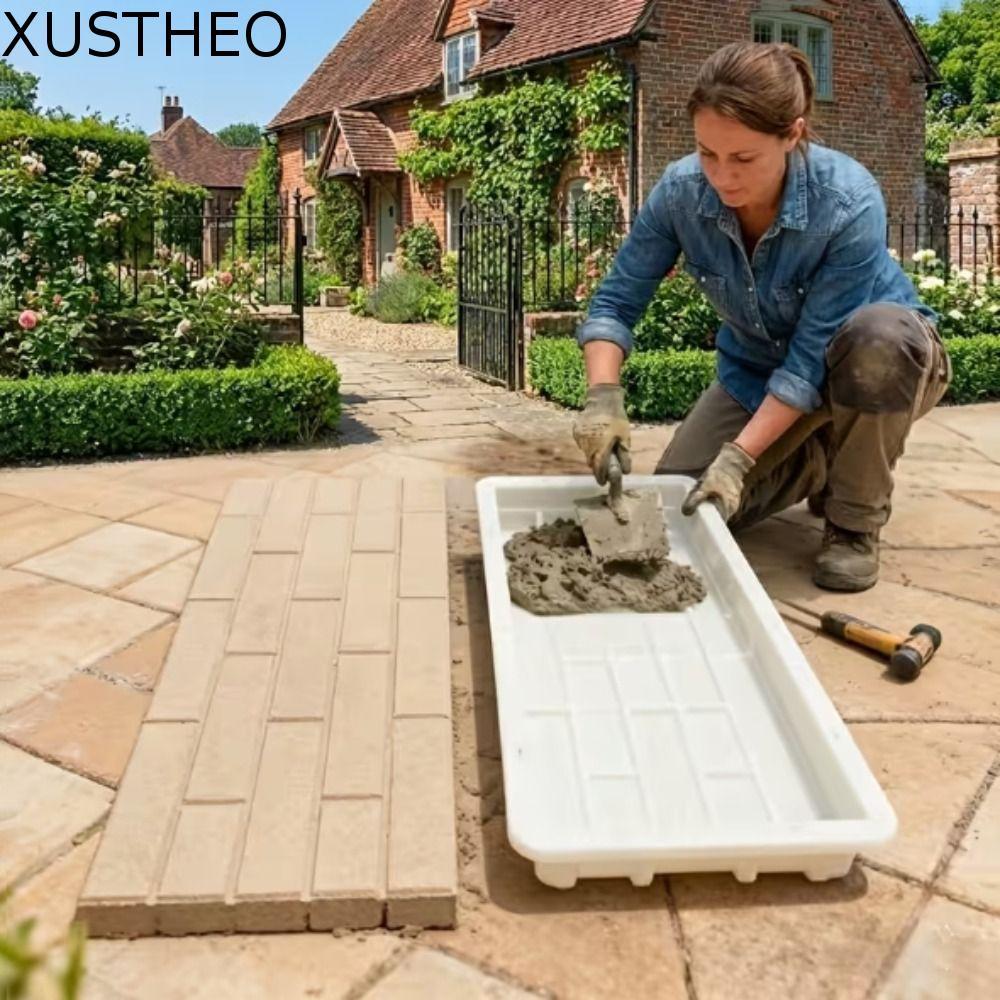 XUSTHEO แม่พิมพ์ปูดินคอนกรีต, I-Shaped Long Shape Cement Brick Mould, Garden Path Non-Slip พลาสติก Pavement ชั้นแม่แบบ Backyard