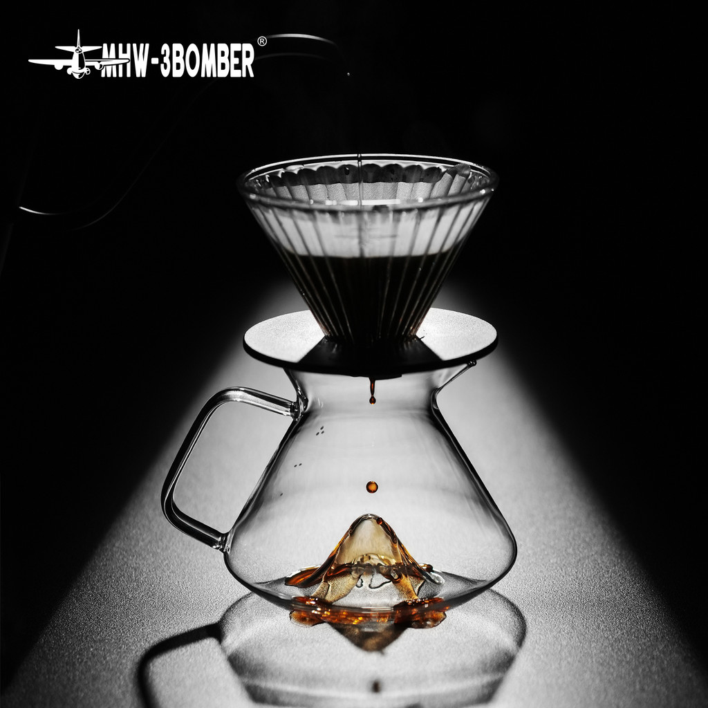 MHW-3BOMBER Pour Over เครื่องชงกาแฟ 360/600ml กาแฟ Server แก้วกาแฟ Dripper สําหรับ Home Brewing อุปก
