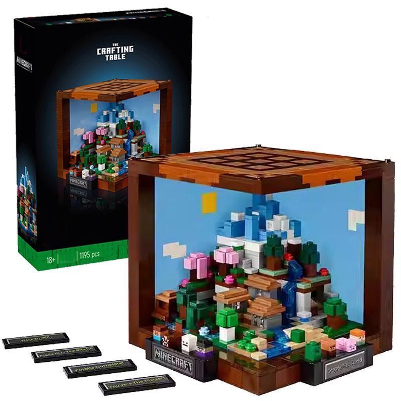 เข้ากันได้กับ Minecraft Series 21265 Creative Workbench Building Blocks เด็กการศึกษาประกอบของเล่น 8 