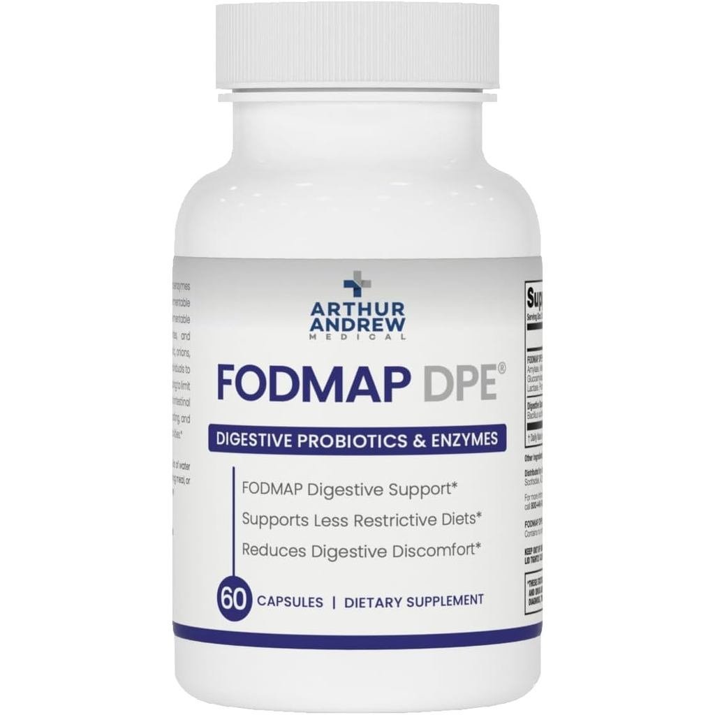 Arthur Andrew FODMAP DPE โปรไบโอติกทางเดินอาหารและเอนไซม์บรรเทาสําหรับ FODMAP Intolerance และ ly Fer
