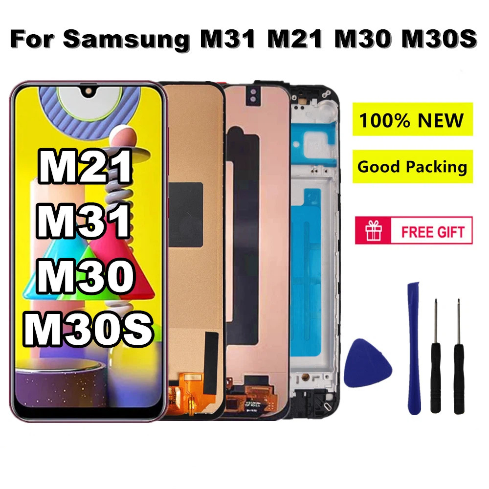 AMOLED สําหรับ Samsung Galaxy M31 M21 LCD M315F M215F จอแสดงผลหน้าจอสัมผัส Ditigizer สําหรับ Samsung