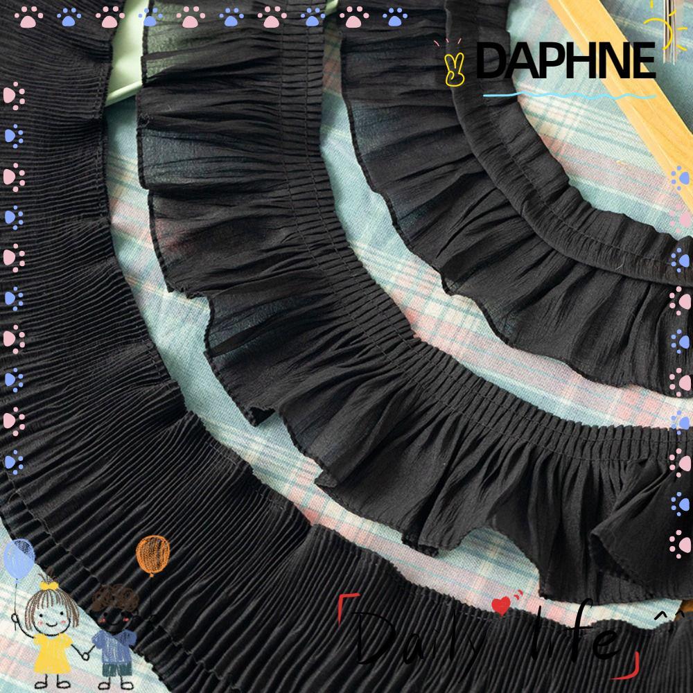 DAPHNE ชีฟองลูกไม้ Trims, กว้าง 9-12 ซม. 2Yards Ruffled Lace Trims, ผ้าชีฟอง