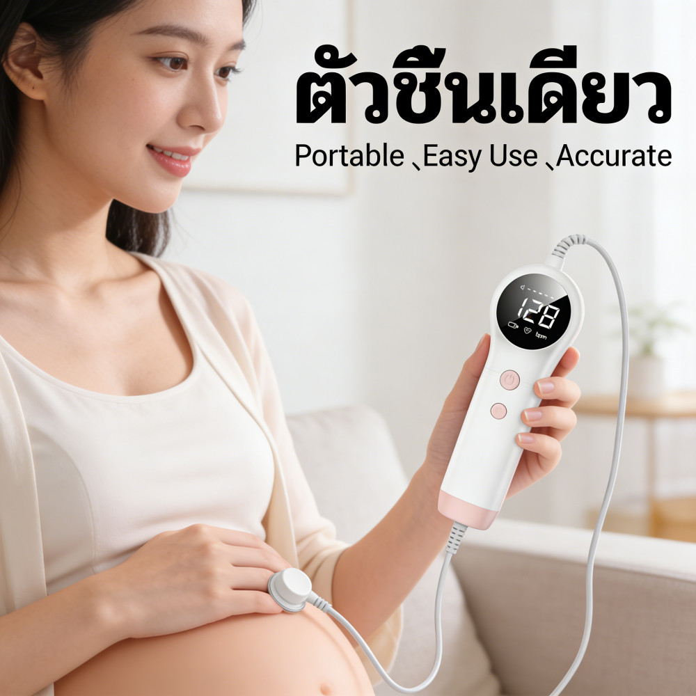 แม่ตั้งครรภ์พกพา Doppler ฟังหัวใจทารก