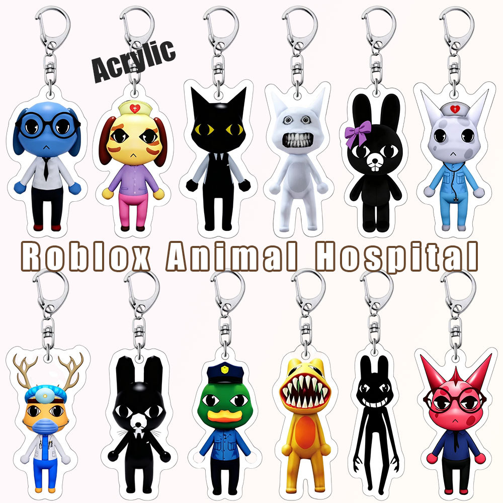 Roblox สัตว์โรงพยาบาลกระเป๋าอะคริลิค Charm น่ารักเกมรูปพวงกุญแจสําหรับ Teen Collectors การจับคู่ทุกวัน