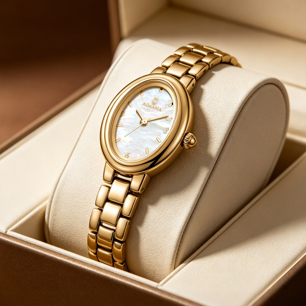 AIMANA Pigeon Egg Dial นาฬิกาสุภาพสตรี High-End สไตล์หรูหรา Classy นาฬิกาประณีต All-Match นาฬิกาควอต