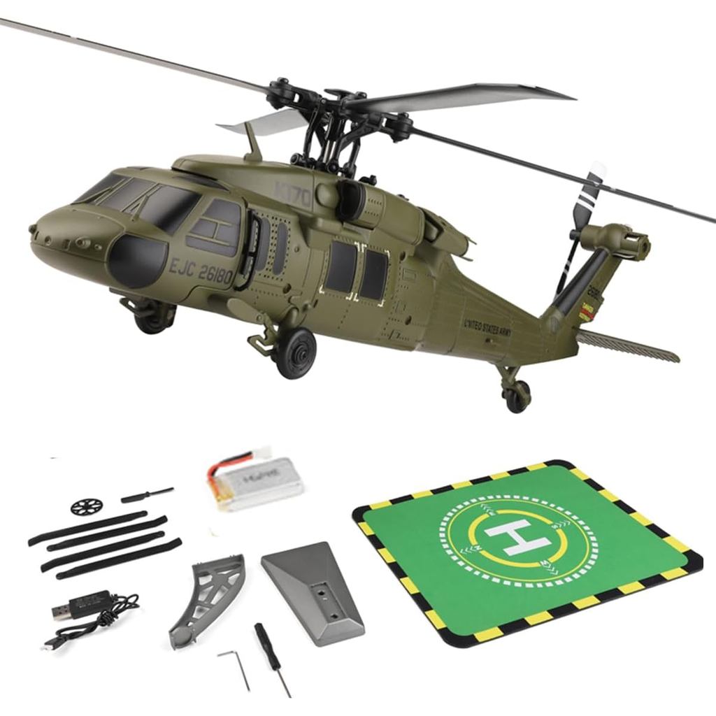 Mini WL K170 Black Hawkk เฮลิคอปเตอร์สําหรับผู้ใหญ่, WL K170 Black Hawkk UH-60L 170 2.4G 4CH Flybarl
