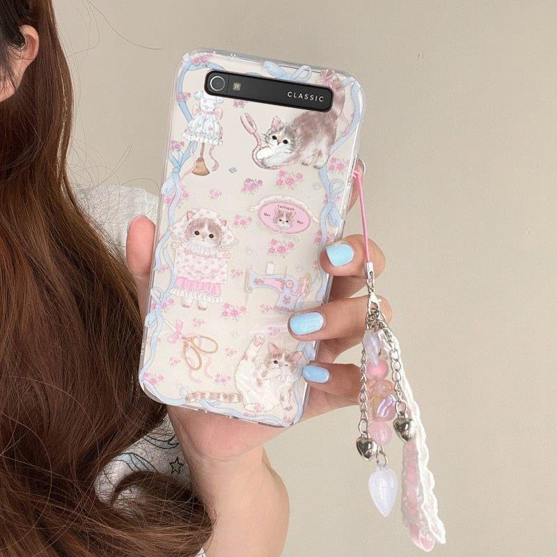เหมาะสําหรับ Blackberry Q20 เคสโทรศัพท์ Tailor Cat Fresh Bowknot English Soft Case รวมทุกอย่างสไตล์น
