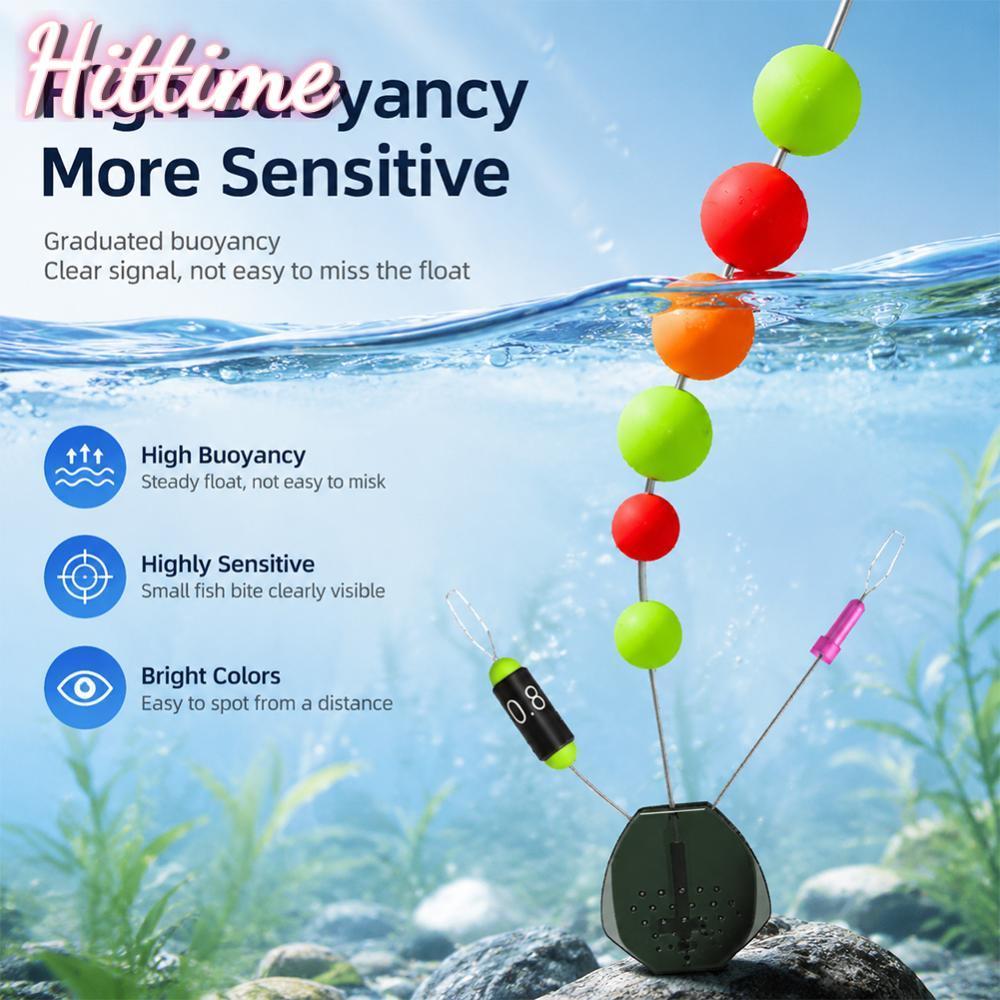 HITTIME 1PC Caterpillar 7-Star Float Set 7-Bead String ความไวสูง Bobber Bright ที่มองเห็นได้แบบดั้งเ
