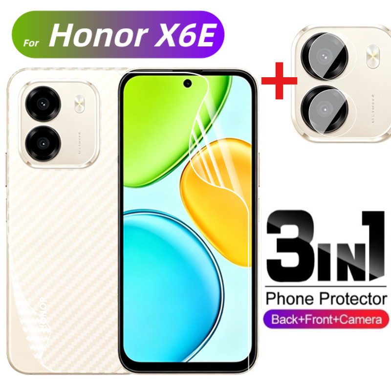 3in1 ด้านหน้าด้านหลังคลุมทั้งหมดป้องกันฟิล์มHydrogelสําหรับHonor X6E X6D X6C X6B X6A X6 ECB A HonorX6eด้านหลังเลนส์กล้องหน้าจออ่อนสําหรับHonorX 6E 2026 Protectorฟิล์มป้องกัน