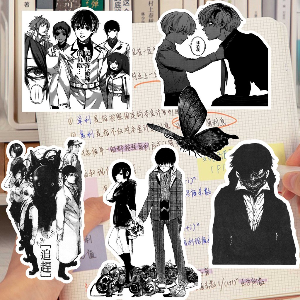 Tokyo Ghoul สติกเกอร์ Kiken Tokyo Ghoul สีดําสีขาวการ์ตูนญี่ปุ่น Kirishima Dongxiang สินค้าตกแต่ง MT